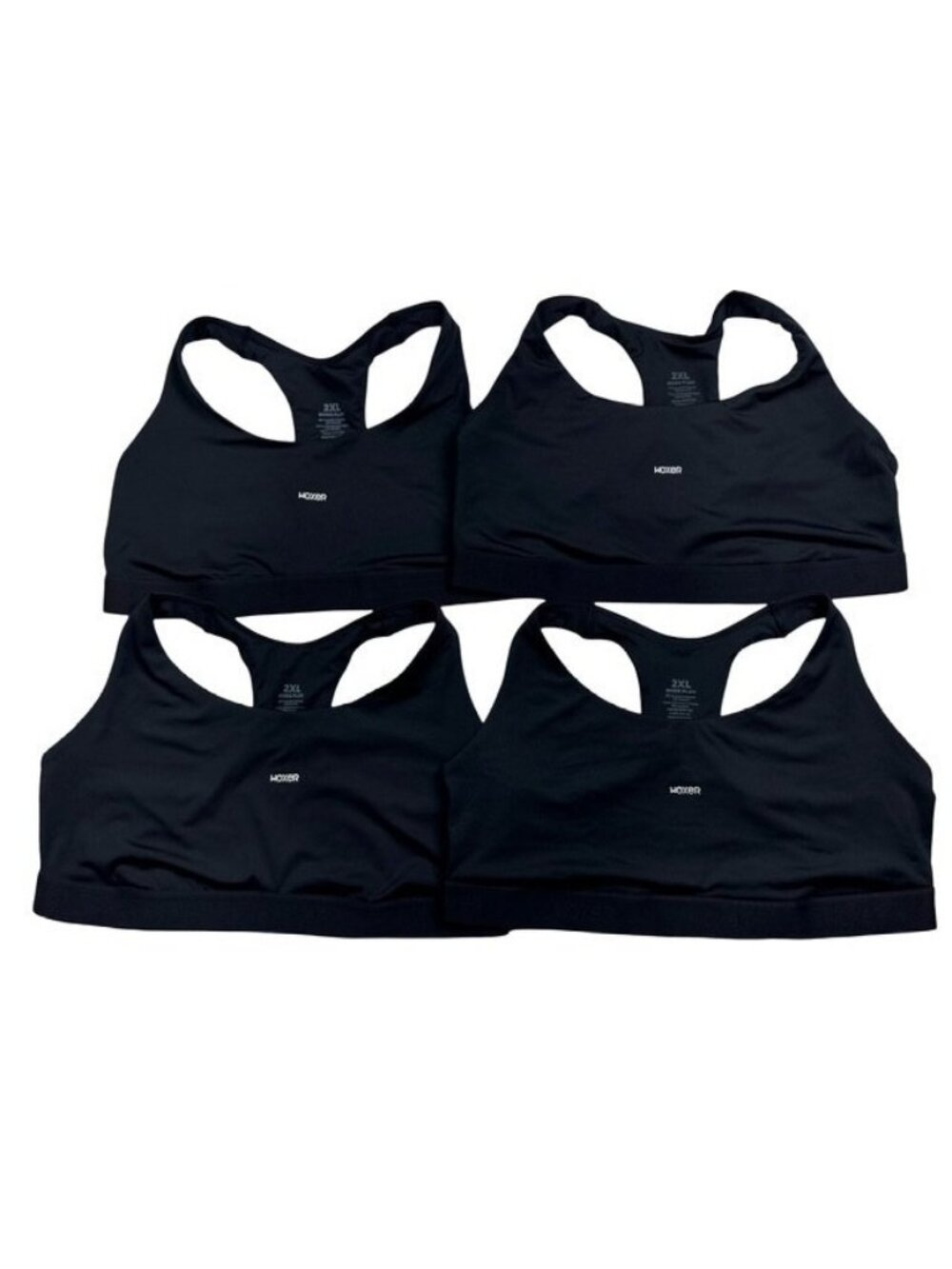 NEW Woxer Boss Flex Womens Sports Bra Activewear Top Black • Size 2XL • Lot of 4